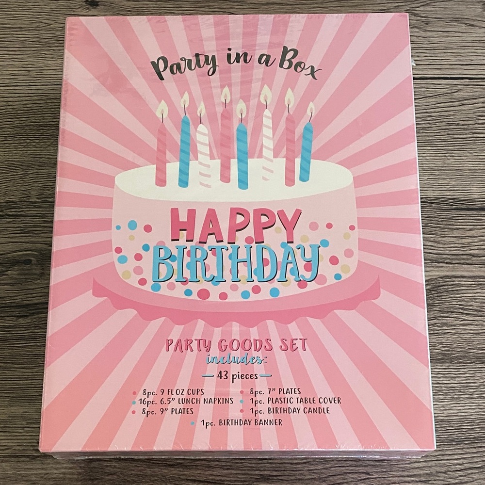 Pink Happy Birthday Party Goods in a Box Set Decorations